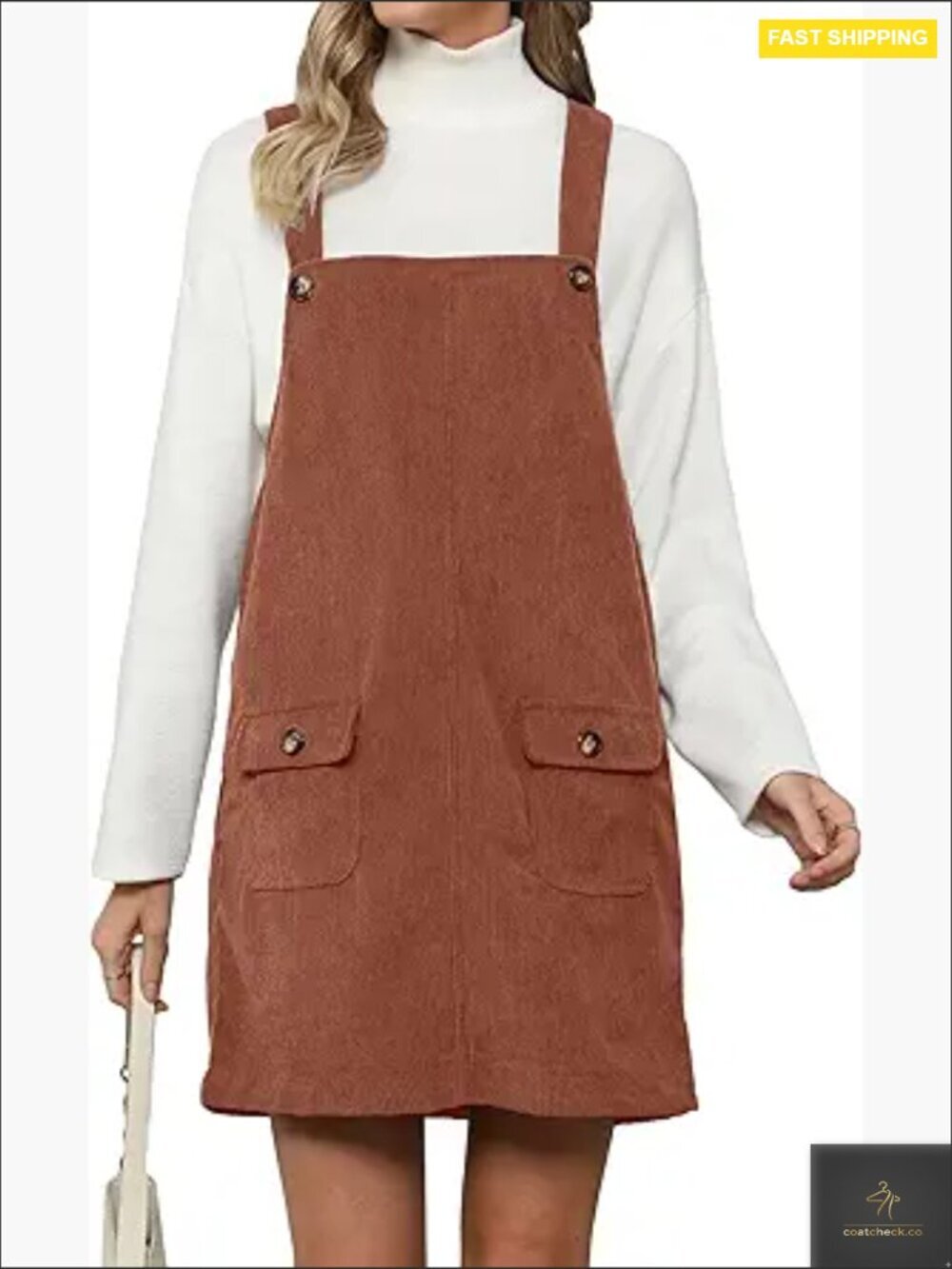 Corduroy Overall Dress Adjustable Straps Pinafore Style Casual Vintage Chic